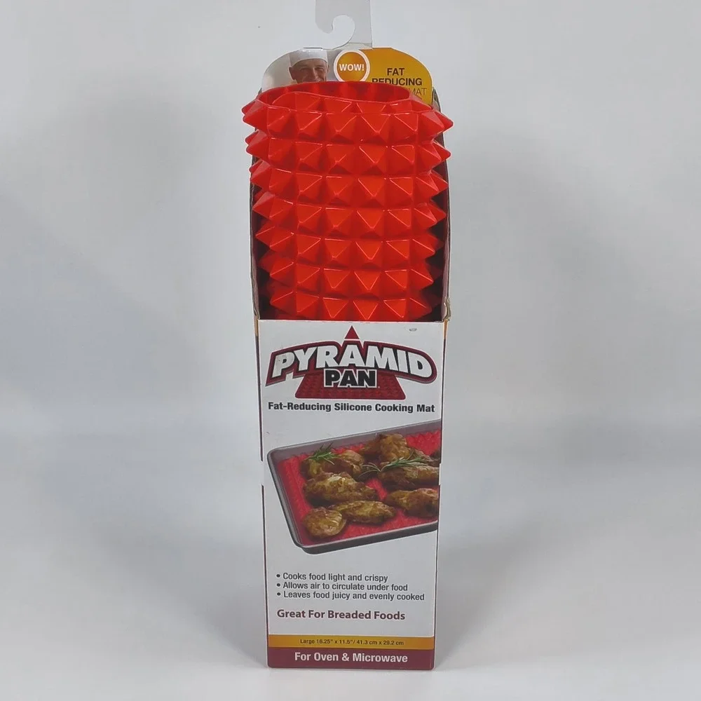 Pyramid Pan Fat Reducing Silicone Cooking Mat Red Large 16.25x11.5 Oven Mat New